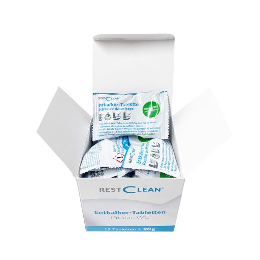 Entkalker-Tabletten (Box à 15 Stk.) als hochwirksames Reinigungsmittel für das WC - RESTCLEAN