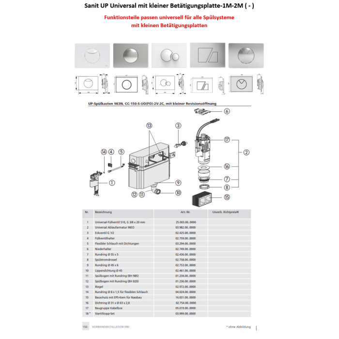 Sanit UP 983N CC150SUO(FO) Universal mit